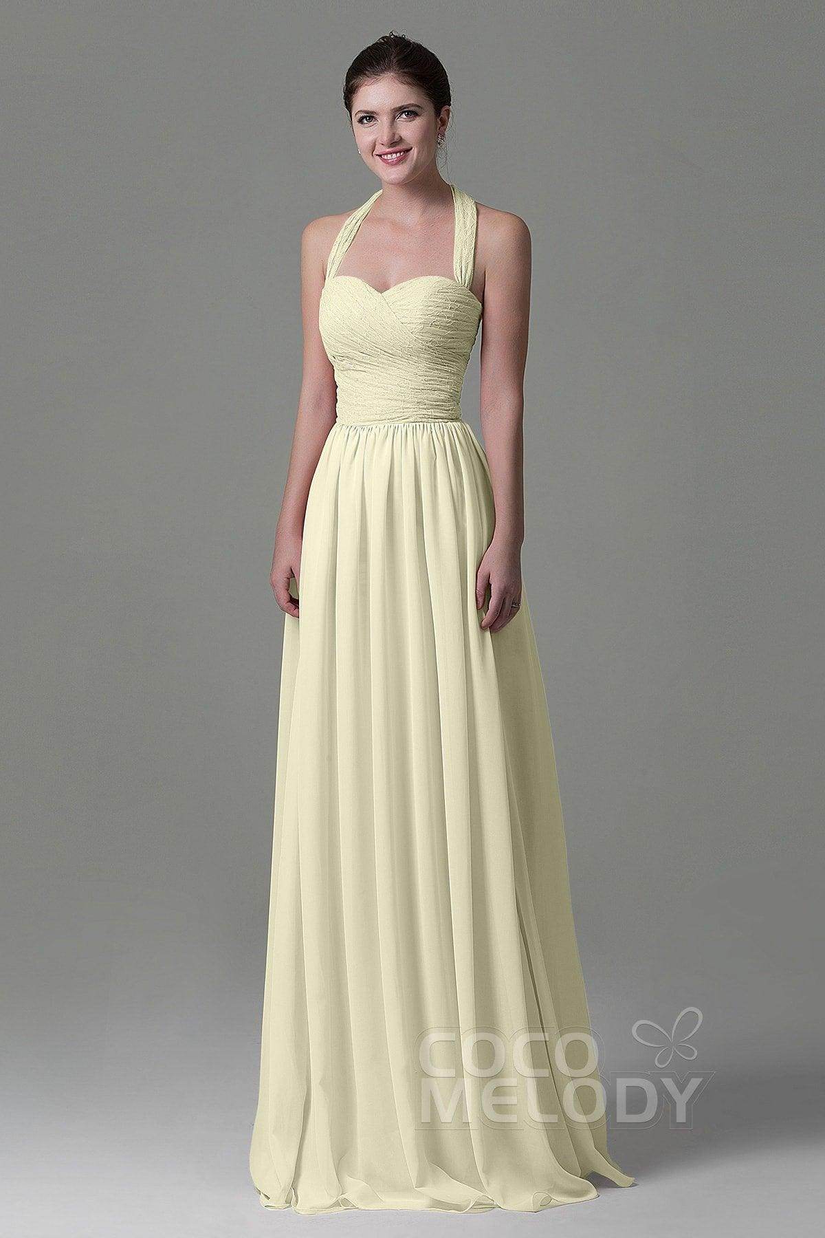A-Line Floor Length Lace/Chiffon Bridesmaid Dress COZK16006 - COCOMELODY